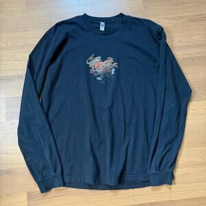 Vintage 2006 Kiehl's Musk Legend of the Motorcycle Black Long Sleeve Shirt Sz XL